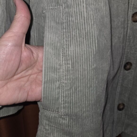 Cottagecore 100% Cotton Corduroy Button-Up Shirt Jacket S Light Green Collared - Picture 4 of 8